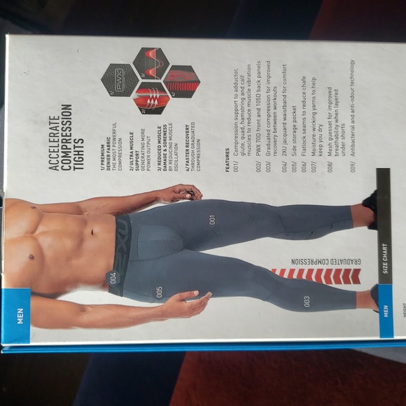 2XU MEN'S MOTION COMPRESSION TIGHTS, COLOR: BLACK/NERO, ORIGINALLY $89.95 - Picture 6 of 9